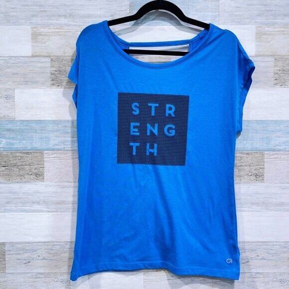 GAPFIT V Back Workout Tee Blue Strength Activewear GAP Womens Small - Picture 1 of 4